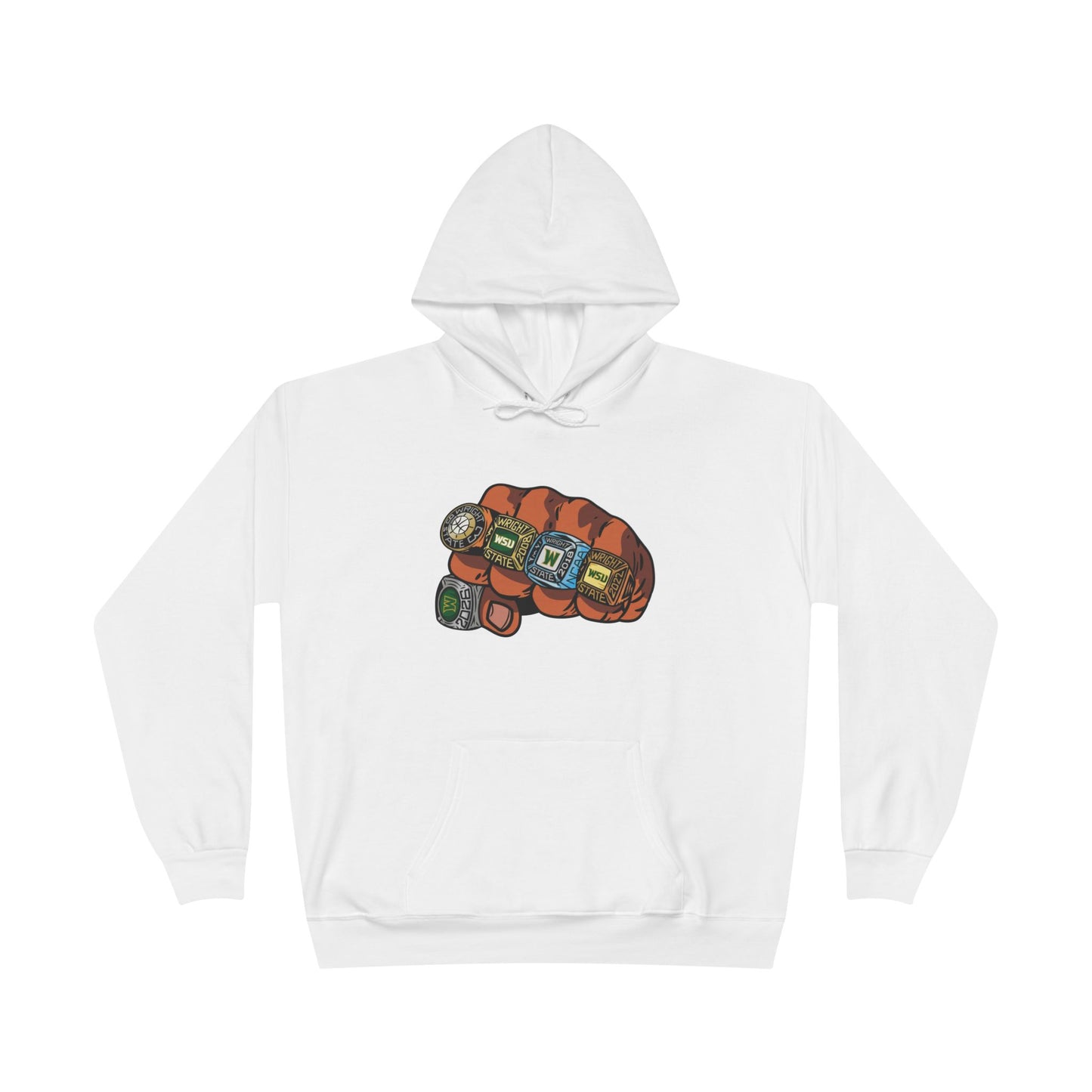 Raiders Victory Rings Fist - Wright State University Spirit Graphic Hoodie